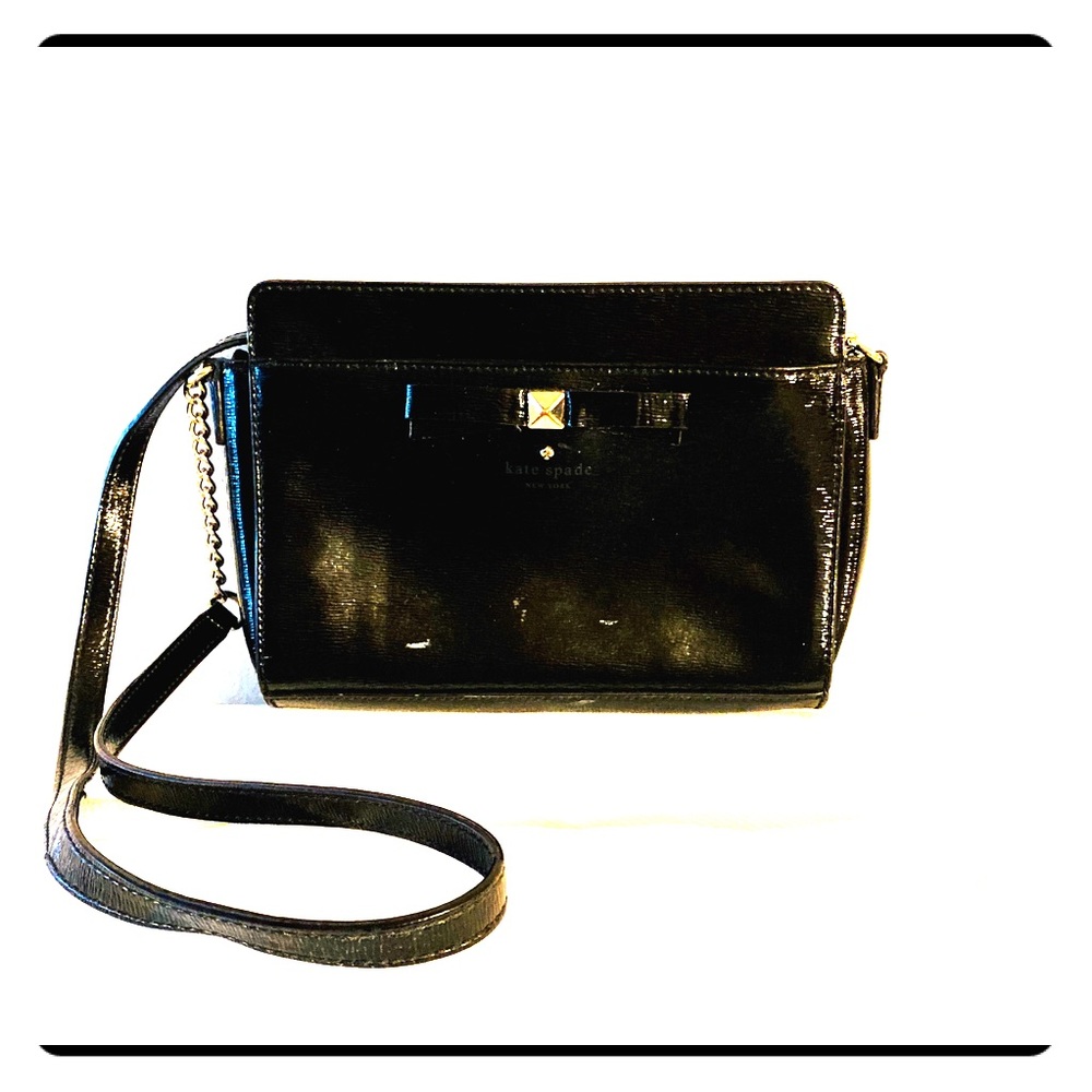 Kate Spade Black Patent Crossbody Bow Handbag